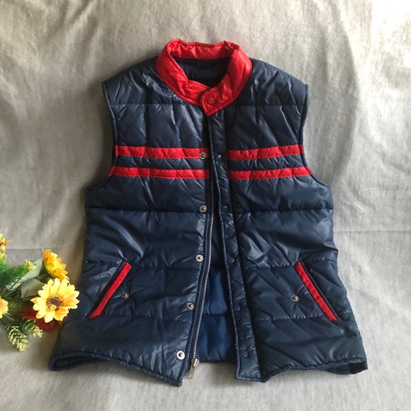 Aiseesea Jackets & Blazers - Navy & Red Puffer Vest